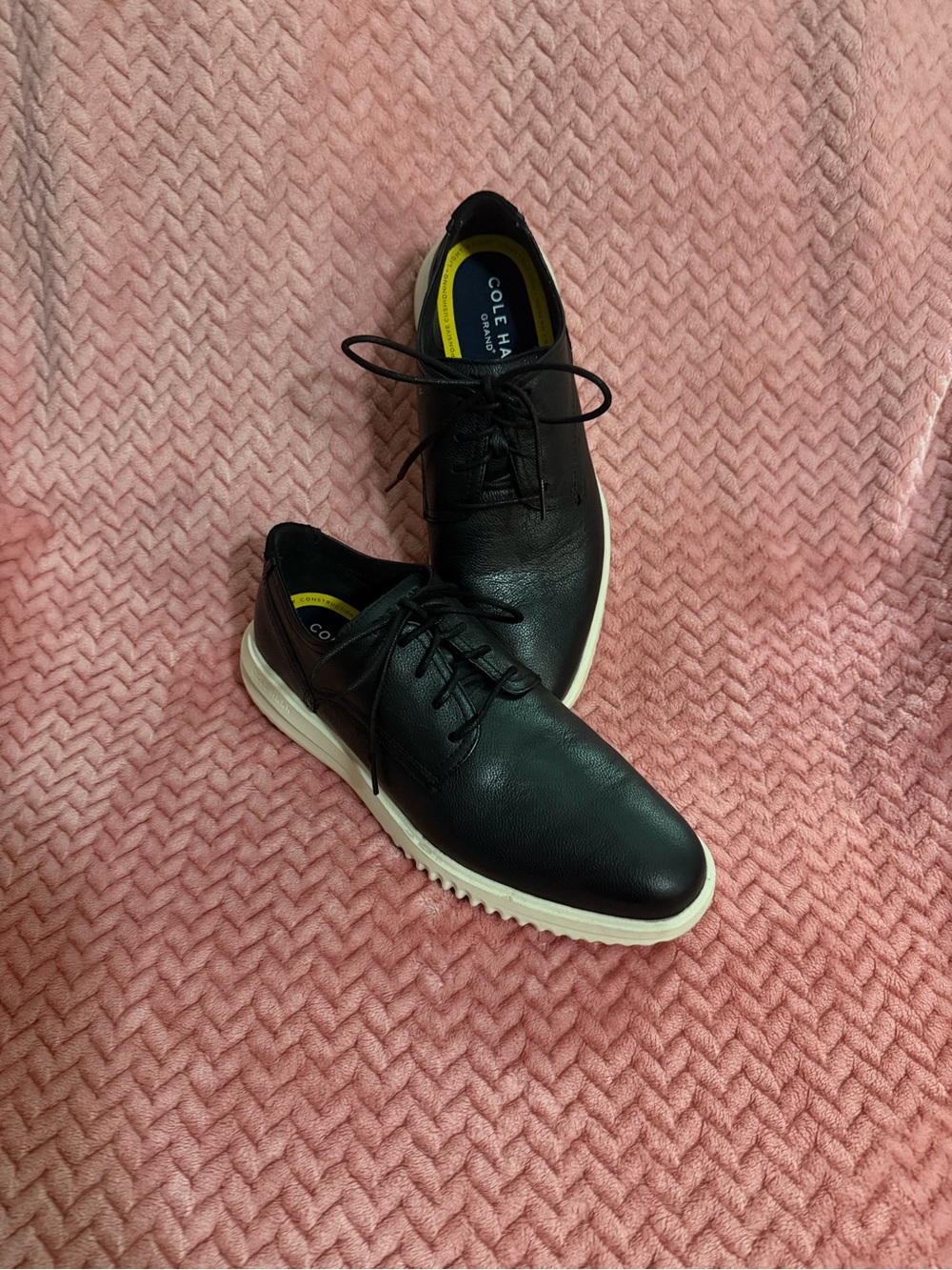 Cole Haan Black Leather Derby Sneakers with White Sole NWT & Box